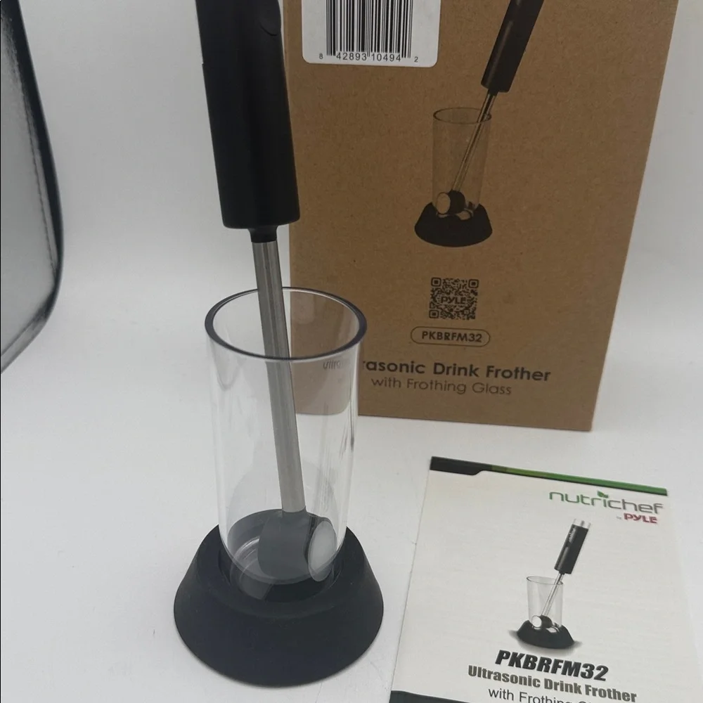NutriChef Ultrasonic Drink milk Frother with Glass new open box
